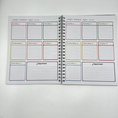 Offset Printing Yearly Scheduling Calendar CMYK / PMS Color Customized